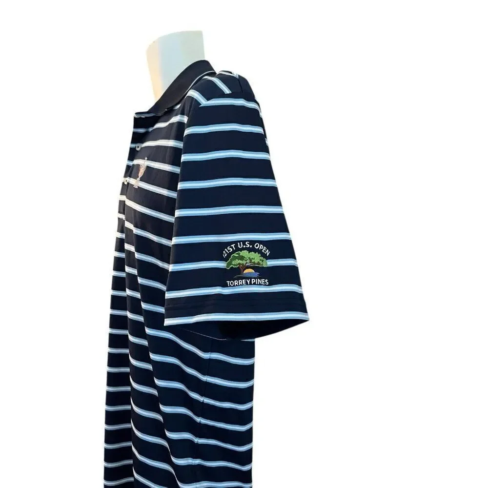 Ralph Lauren US Open 121ST Torrey Pines Medium Striped Polo Golf Shirt Trophy
